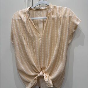 Marie Oliver Beige and White Striped Blouse